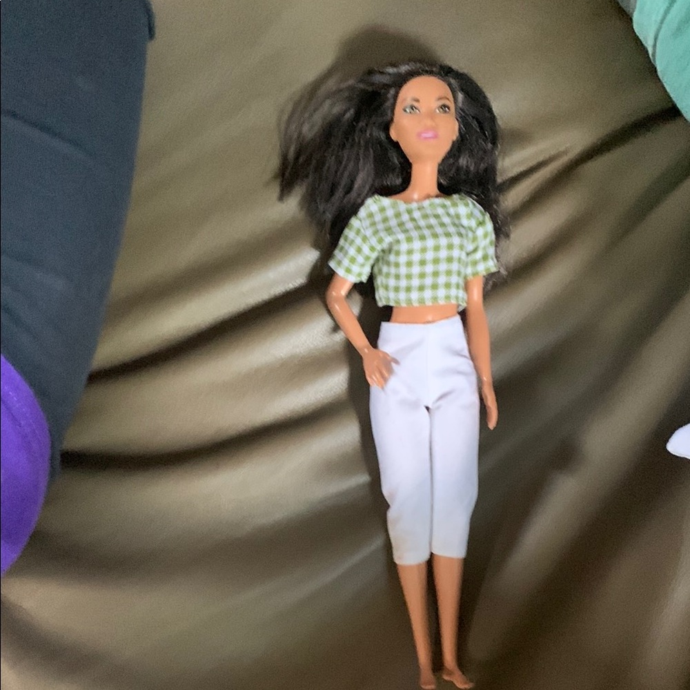 Mattel Doll with Green and White Outfit